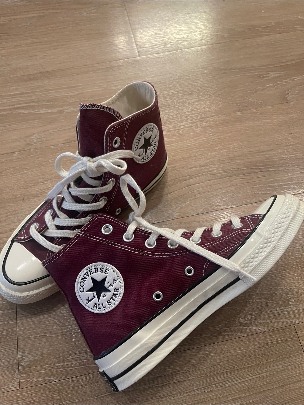Vintage Converse All Star High Top Sneakers - Burgundy Canvas
